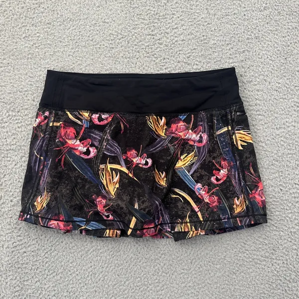 Lululemon Pace Rival Skirt Skort Veiled Floral Black Athletic Tennis Women's 6 - Image 2