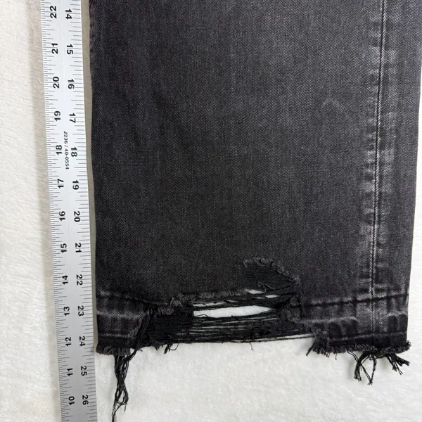Vervet Olivia Wide Leg Jeans Washed Black High Rise Distressed Raw Hem Size 25 - Image 4