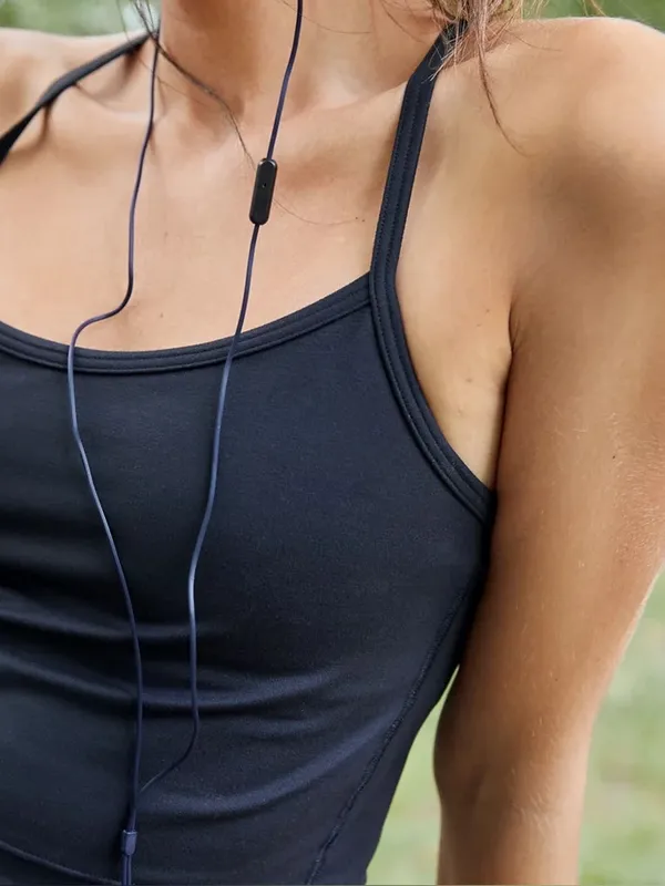 Aerie OFFLINE The Hugger Longline Racerback Sports Bra Black Small - Image 3