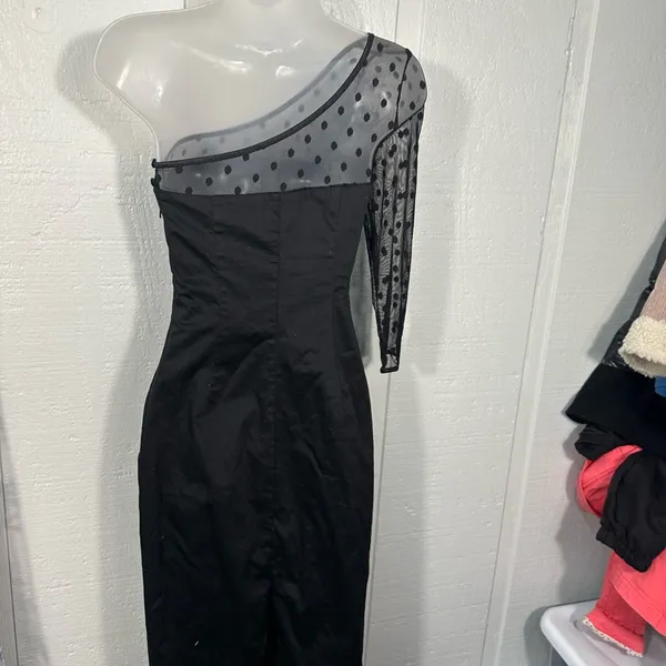 Bardot Black One Shoulder Sheer Bodice Dress Size 4 NWOT - Image 6