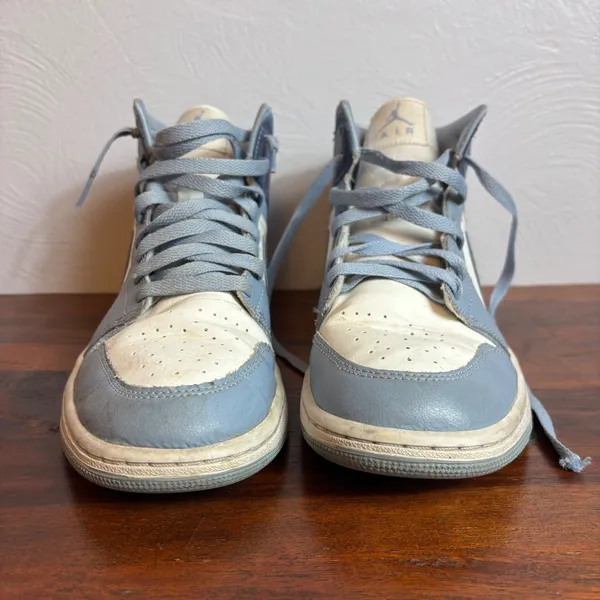 Air Jordan 1 Mid Light Smoke Grey White Blue‎ Womens Sneakers BQ6472 140 Sz 10 - Image 2