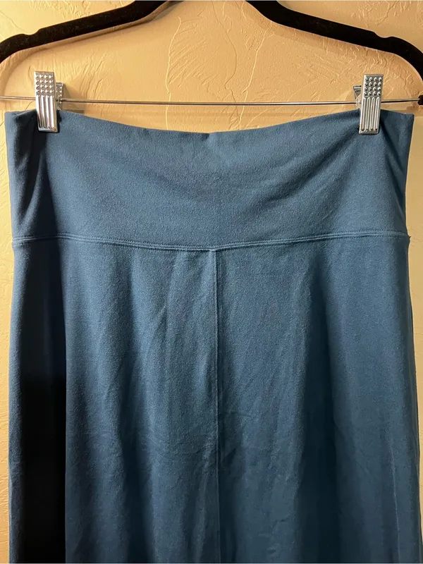 Athleta Anywhere A-Line Teal Fold Over Waist Pull On Travel Vacation Comfy Skirt - Image 3