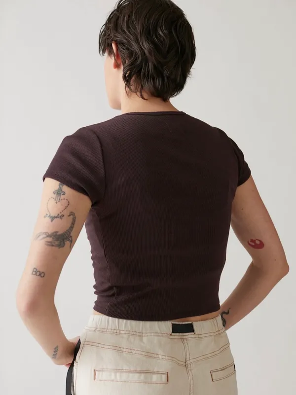 Urban Outfitters BDG brown ribbed short sleeve - Image 2