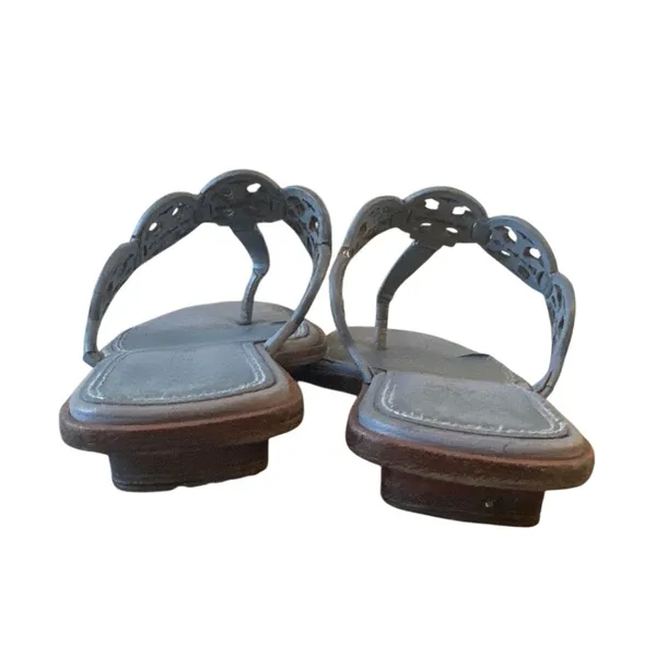Tory Burch Mini Miller Thong Sandals 7 Blue Tiny Medallion‎ Logo - Image 4