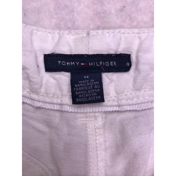 Tommy Hilfiger Linen Rayon Pants Womens 14 White Wide Leg Beach - Image 2