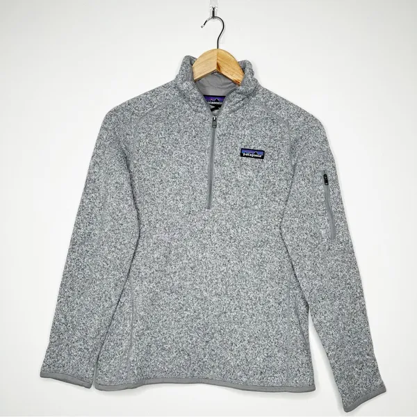Patagonia Women's Better Sweater 1/4-Zip Fleece Pullover Light Gray Small - Image 2