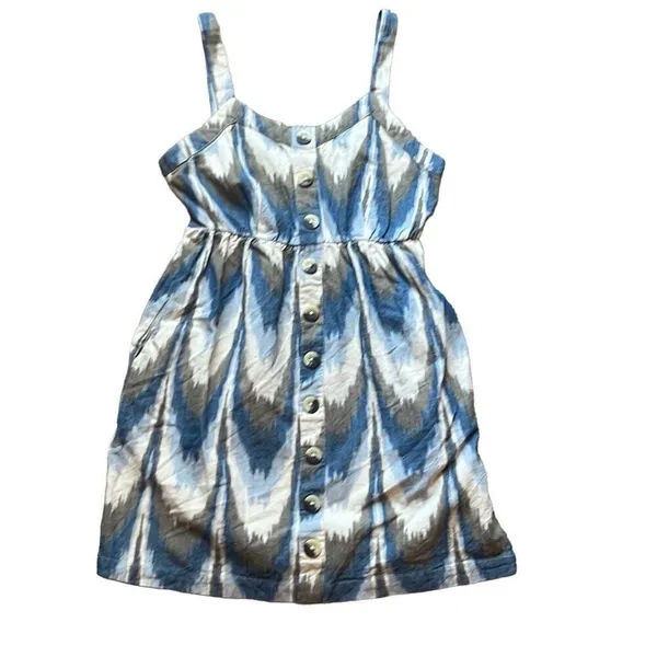 Shyanne Blue Tan Southwestern Print Cotton Mini‎ Dress XS Country Sundress Rodeo - Image 2