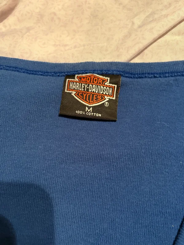 Harley Davidson blue button up tank shirt  - Image 3