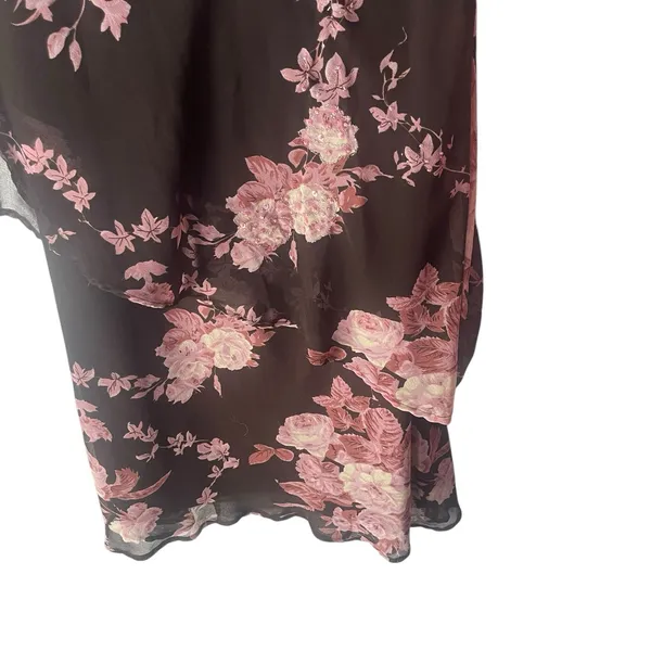 Connected Y2k Pink‎ Brown Fairy Beaded Floral Tiered Chiffon Midi Dress - Image 5