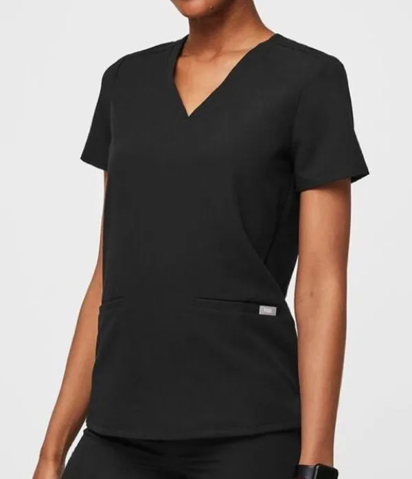 FIGS FW1100 Black Casma Three-Pocket V-Neck Scrub Top Size S - Image 2