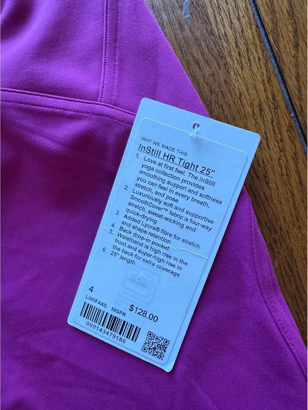 Lululemon Instill High Rise 25” Magenta Purple Size 4 NWT - Image 4