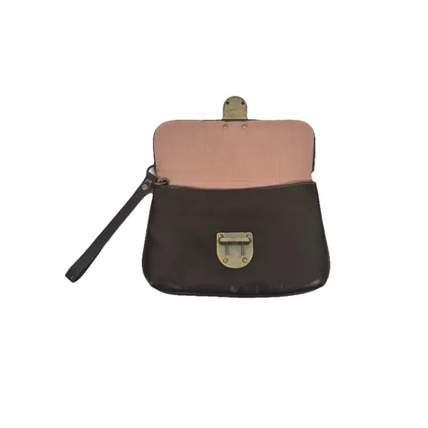 Vintage The Limited Brown Wristlet Clutch Gold Lock Minimal Y2K‎ Bag - Image 3