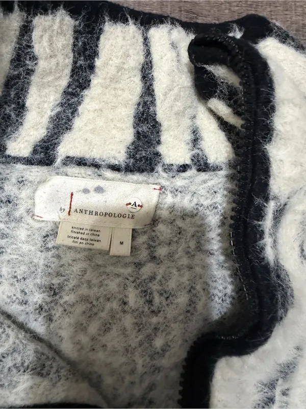 ANTHROPOLOGIE Cindy Eyelash Half Zip Pullover in Zebra - Image 5