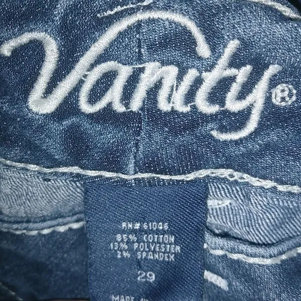 Vanity 32x2 Dark Wash Rivet Stitched Flap Pocket Jeans Short Shorts - Image 2