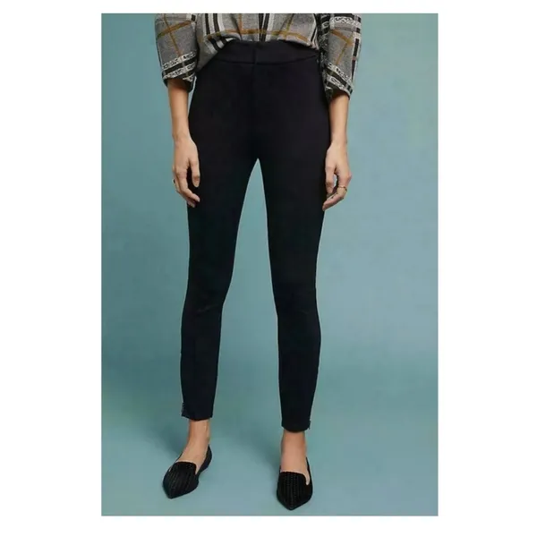 Anthropologie The Essential Slim Ankle Zip Pant Black Women's Size 0 Minimalist - Image 3
