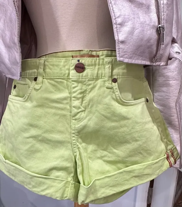 Sanctuary Vintage Neon Lime Green Denim Shorts - Image 2