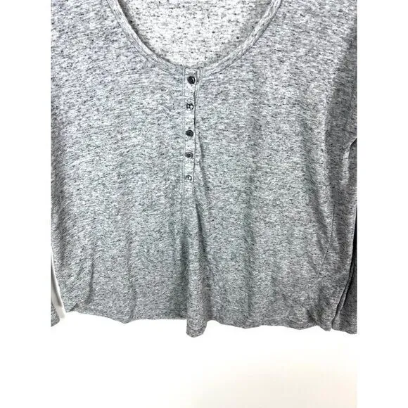 Victorias Secret Grey Heathered Long‎ Sleeve Henley Shirt Womens Small S Relaxed - Image 2