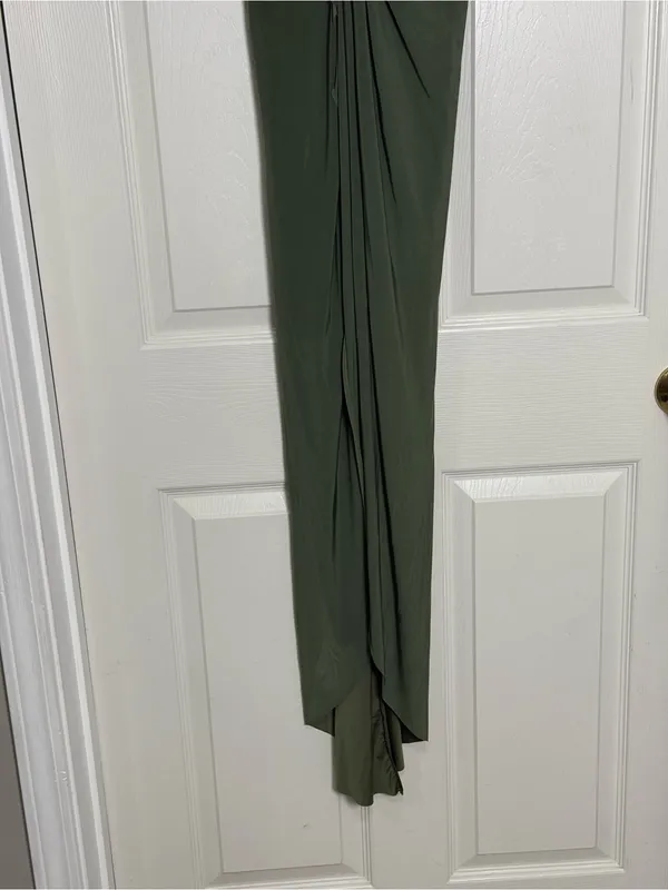 MISA Los Angeles Leza Gathered Crossover Sleeveless Tulip Maxi Dress in Green L - Image 5