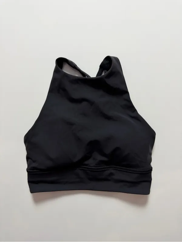 Lululemon Energy Bra High Neck Long Line *Tough, Black, Size 4 - Image 4