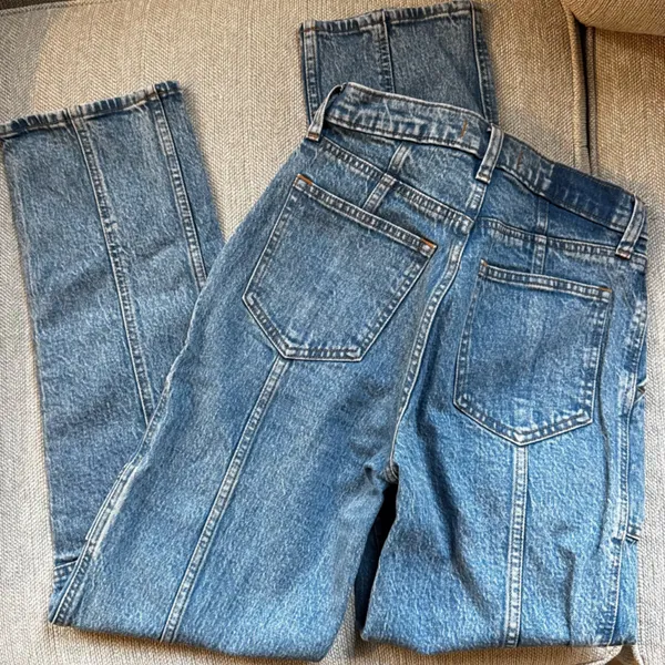 Abercrombie & Fitch Cargo Style The 90’s Straight Ultra High Rise Blue Jeans - Image 3