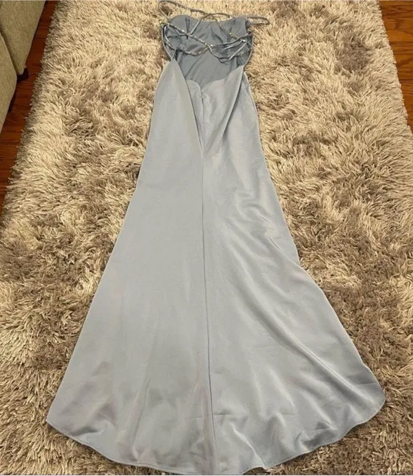 La Femme 29720 Light Blue Strappy Back Gown 10 - Image 4