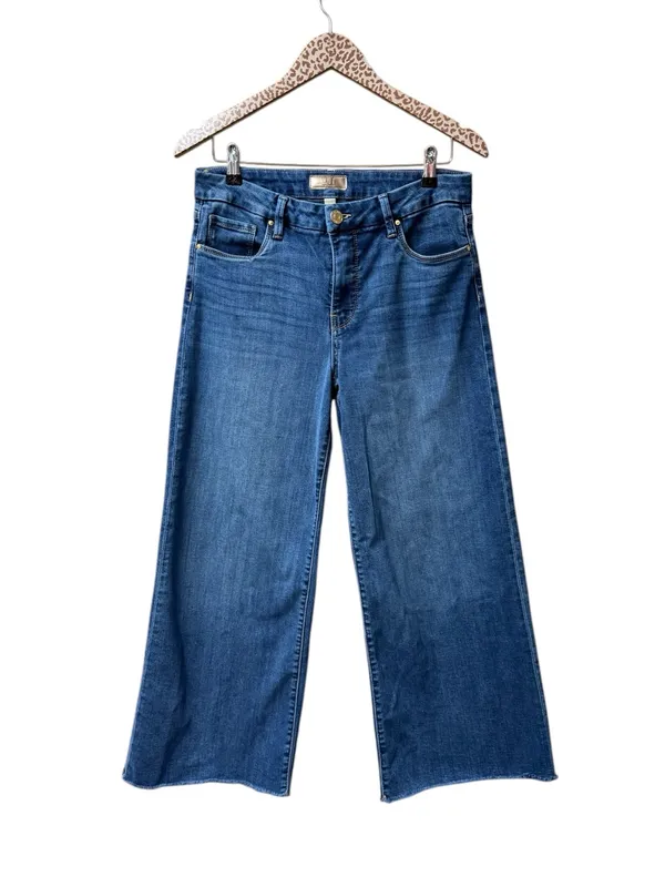 Kut From the Kloth Meg High Rise Fab Ab Wide Leg Jeans Denim Yielded Wash Blue 8 - Image 6