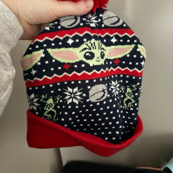 Star Wars Grogu Navy Fair Isle Beanie Winter Hat - Image 2