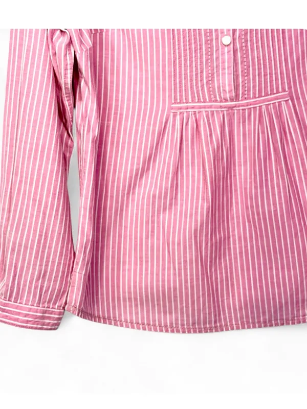 L.L. Bean Women’s Pin Tuck Pleated Long Sleeve Poplin Top Blouse Size S Regular - Image 6