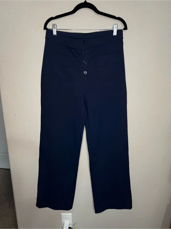 Halara NWT DayStretch High Waisted Navy Blue Pockets Straight Leg Athletic Pants - Image 2