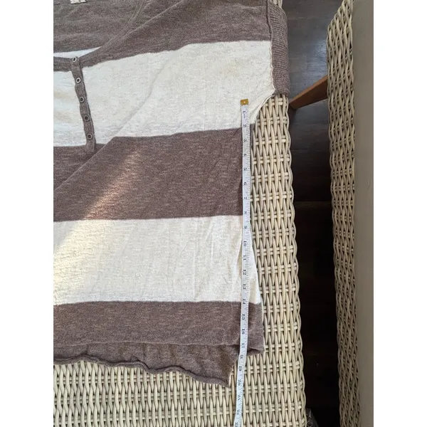 FP Beach Striped‎ Knit Gold Rush Linen Blend Henley Top medium boho oversized - Image 10