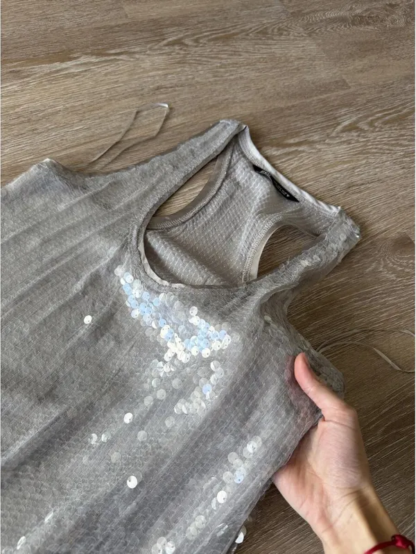 Zara Silver sequin maxi dress - Image 3