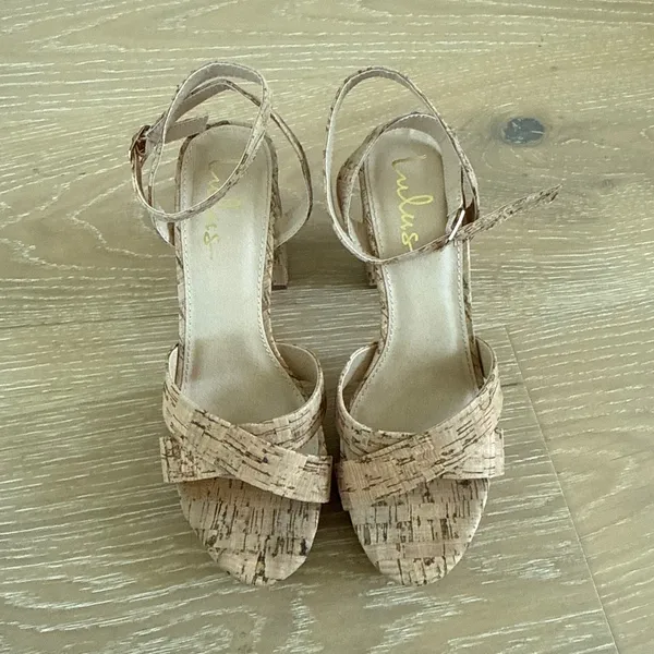 Lulu’s Strap Heels Sandals Platform Cork Selah Size US9 Tan Brown - Image 4