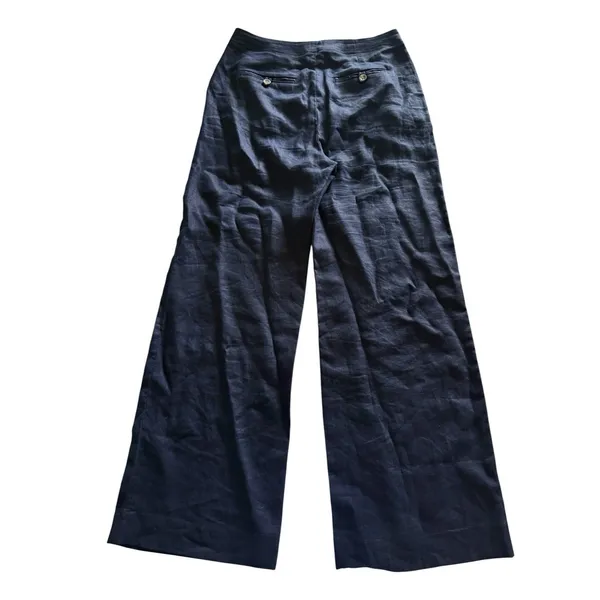 Boden Eldon Linen Wide Leg Trousers Pants Size 6 US Navy Blue Career Office - Image 5