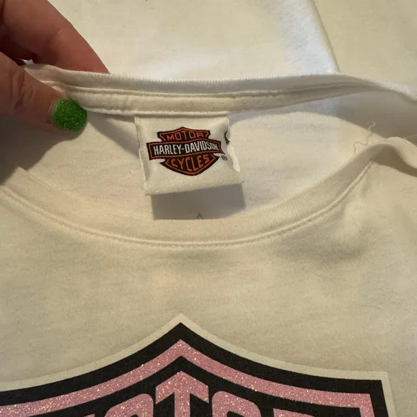 Harley Davidson T-Shirt Women Medium Dragon US 129 Good Glitter Logo Y2K Vintage - Image 7