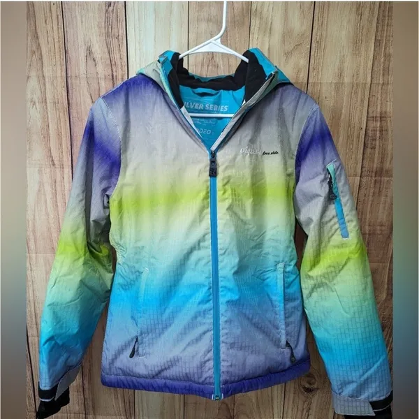 Rodeo Silver Series Women's Ski Snowboard Jacket Size S Ombre Purple Green Blue‎ - Image 2