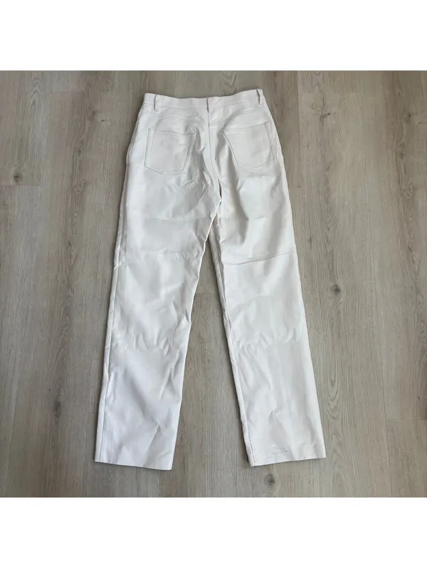 Aritzia Wilfred EUC Women's The Melina Pant Straight White Faux Vegan Leather 6 - Image 7