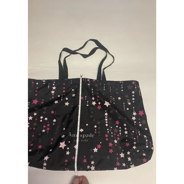 Kate Spade New York Star Print Nylon Tote Bag Black Pink - Image 2