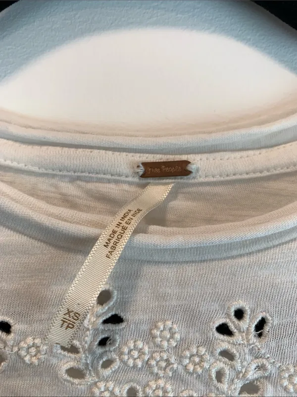 Free People white eyelet top sz XS tp preppy whimsical school casual festival - Image 2