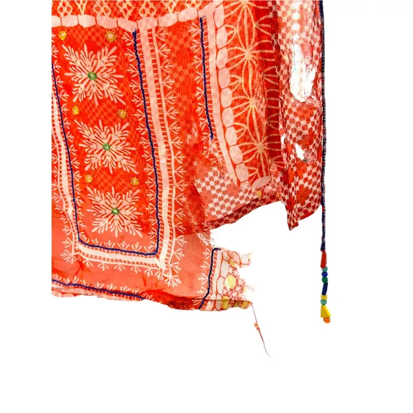 Tanvi Kedia Anthropologie Patchwork Beaded Maxi Dress Orange Red Size M AS IS - Image 11