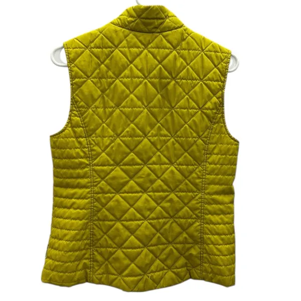 GH Bass and Co Quilted Vest Chartreuse Zip Front Fleece Collar Zip Pocket Medium - Image 10