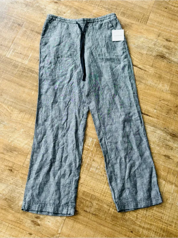 NWT Croft & Barrow heather grey linen straight leg relaxed pant size medium - Image 4