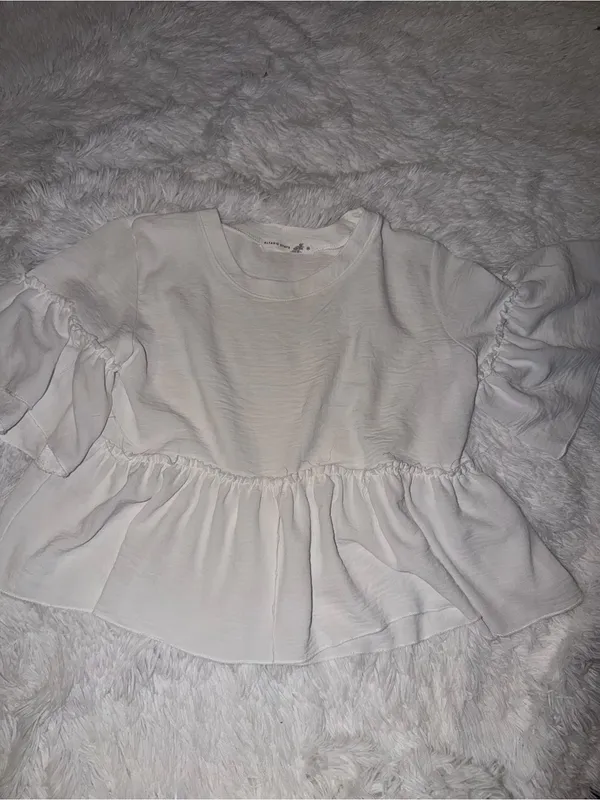 Altard State White Ruffle Peplum Top size Medium - Image 2