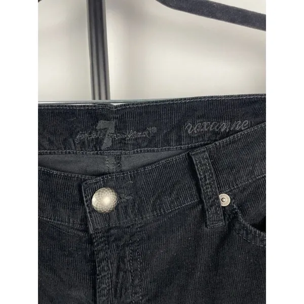 7 For All Mankind Black Roxanne Corduroy Mid Rise‎ Jeans Size 32 - Image 5