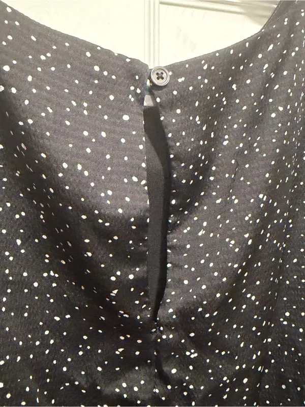 GAP Women’s XL Black White Speckled Long Sleeve Midi Dress Puff Sleeve Pockets - Image 6