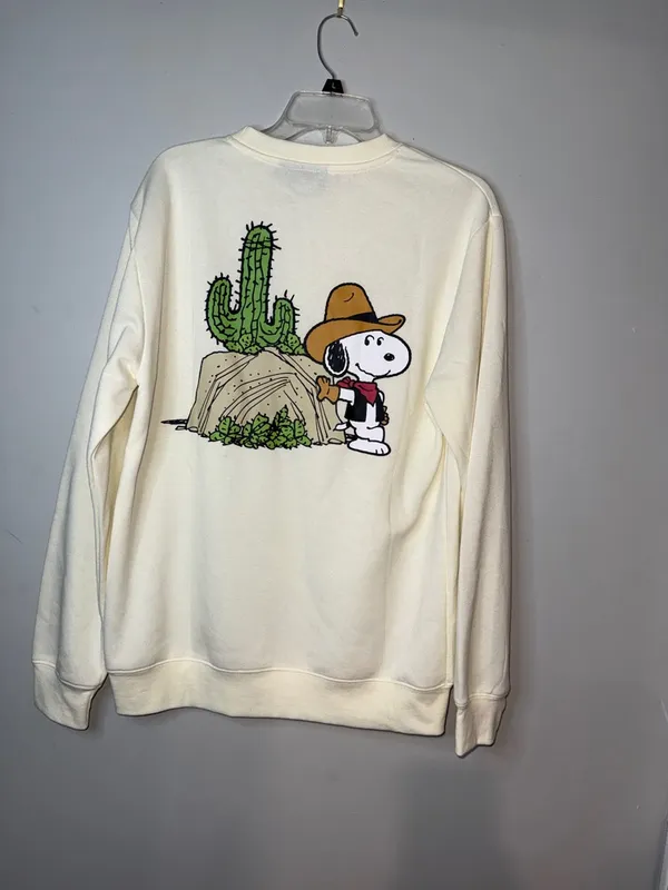 Peanuts Cream Crewneck with Snoopy Cowboy Graphic - Image 4