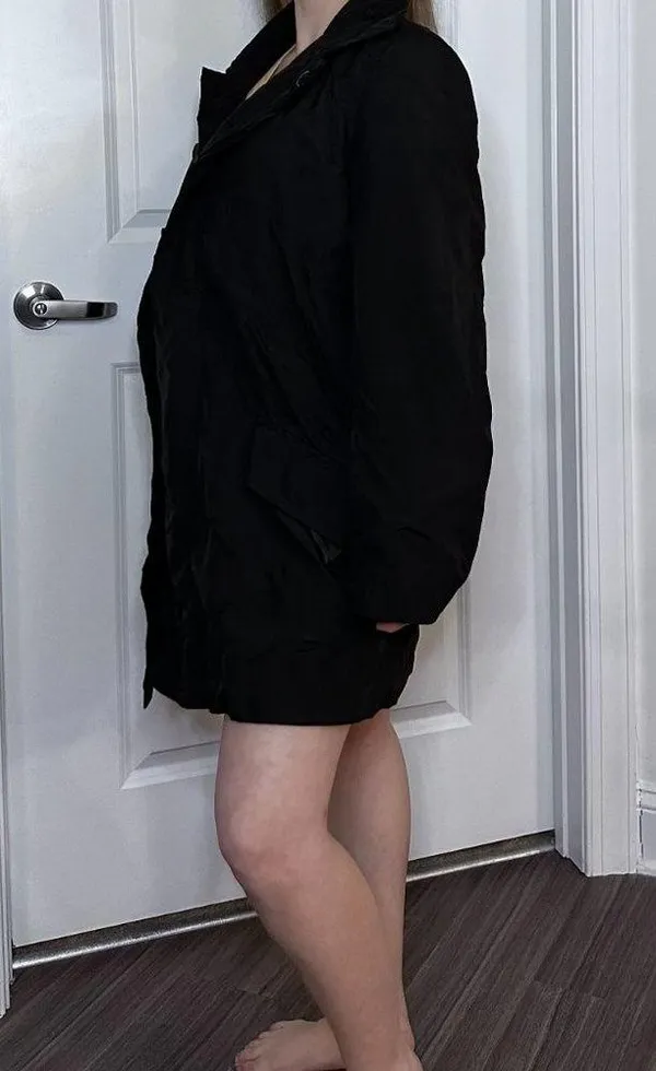 Black Button Trench Jacket - 2 - Image 2