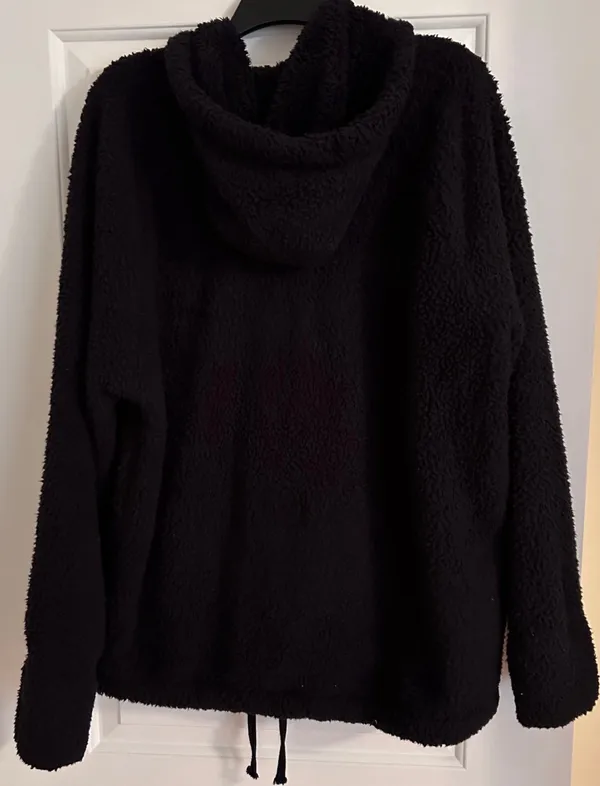 Fluffy Black quarter zip sweatshirt Hoodie - Image 2
