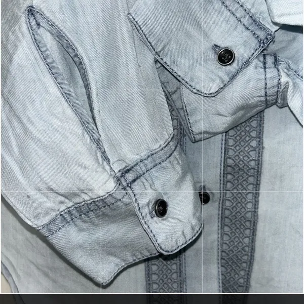 Knox Rose Blue Denim Button Down Denim Shirt(Size Small) - Image 7