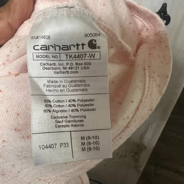 Carhartt Top Women's Medium Pink Speckled Relaxed Fit V-Neck Long Sleeve Classic - Image 4