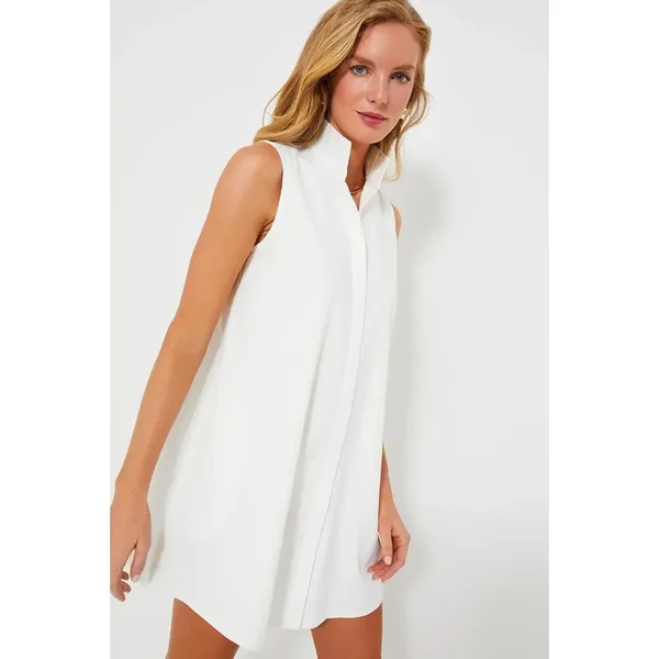 NWT Tuckernuck Charlie in White Sleeveless Cotton Blend Shirt Dress XL - Image 2